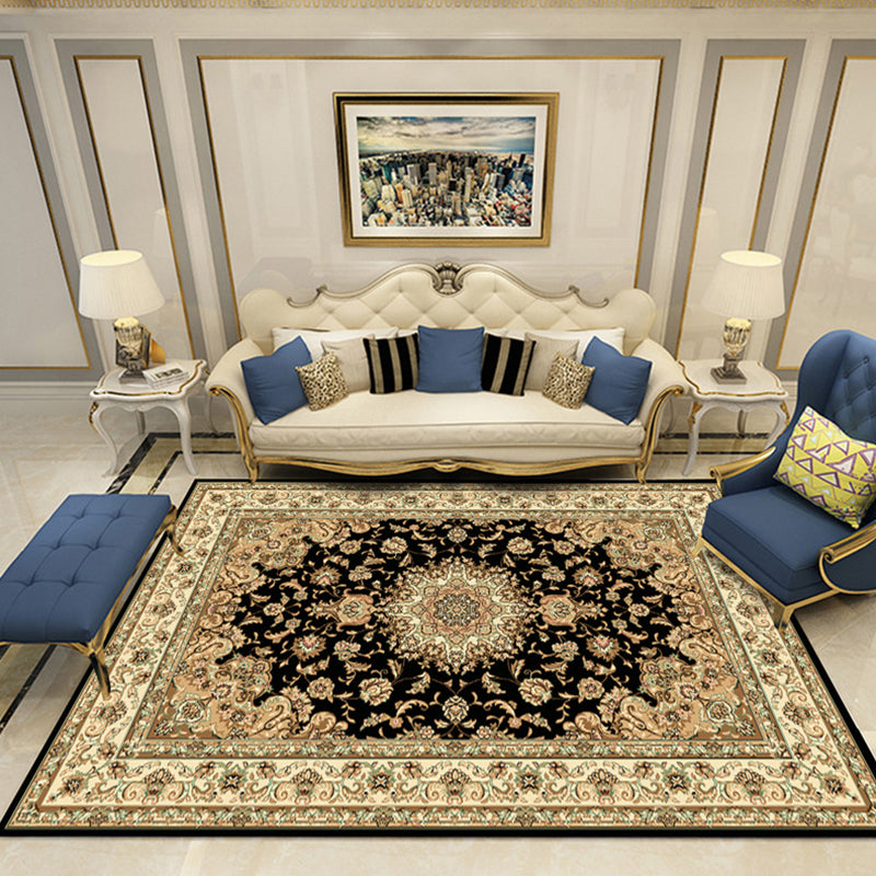 Aesthetics Vintage Indoor Rug Multi Colored Flower Carpet Stain Resistant Pet Friendly Non-Slip Rug for Family Room Black Clearhalo 'Area Rug' 'Rugs' 'Shabby Chic' Rug' 2184113