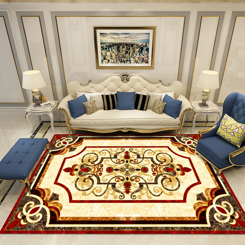 Elegant Multi-Color Floral Rug Polyester Traditional Rug Non-Slip Backing Pet Friendly Washable Rug for Home Decoration Dark Beige Clearhalo 'Area Rug' 'Rugs' 'Shabby Chic' Rug' 2184129