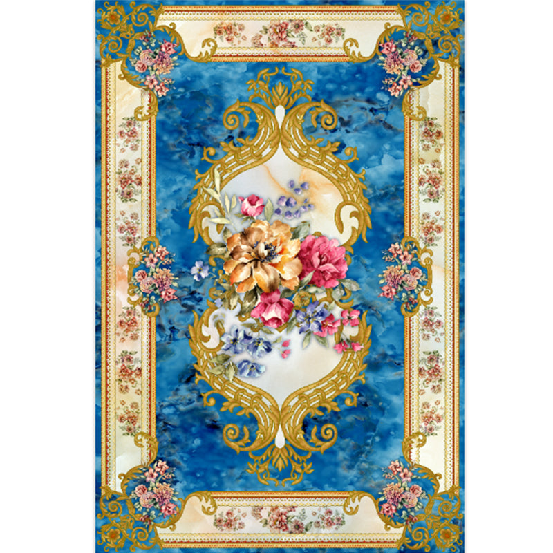 Elegant Multi-Color Floral Rug Polyester Traditional Rug Non-Slip Backing Pet Friendly Washable Rug for Home Decoration Clearhalo 'Area Rug' 'Rugs' 'Shabby Chic' Rug' 2184133