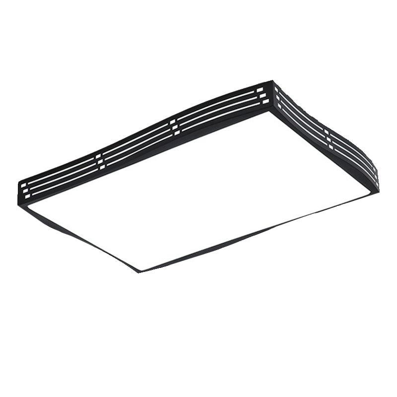 Black High Penetrated Acrylic LED Flushmount Light Wavy-Square/Rectangle Living Room Ceiling Mounted Fixture in White Light Clearhalo 'Ceiling Lights' 'Close To Ceiling Lights' 'Close to ceiling' 'Flush mount' Lighting' 218414