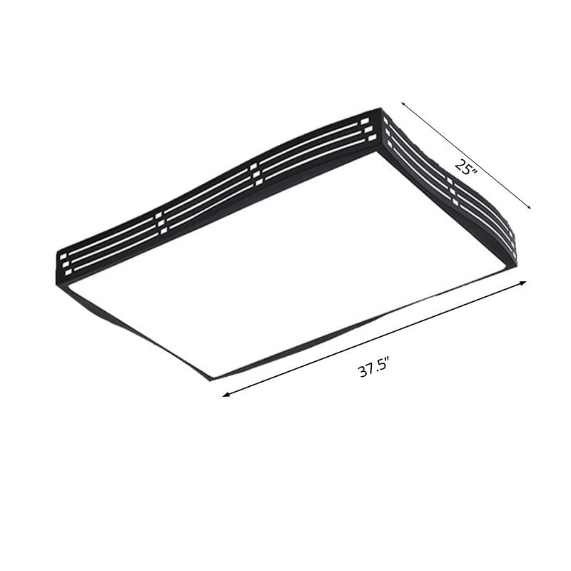 Black High Penetrated Acrylic LED Flushmount Light Wavy-Square/Rectangle Living Room Ceiling Mounted Fixture in White Light Clearhalo 'Ceiling Lights' 'Close To Ceiling Lights' 'Close to ceiling' 'Flush mount' Lighting' 218415