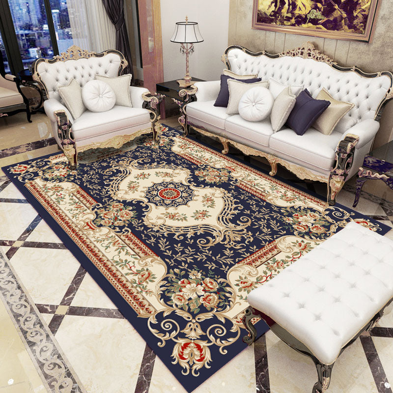 Empire Floral Area Rug Multicolor Victorian Carpet Synthetics Stain Resistant Anti-Slip Backing Pet Friendly Rug for Lounge Navy Clearhalo 'Area Rug' 'Rugs' 'Shabby Chic' Rug' 2184156