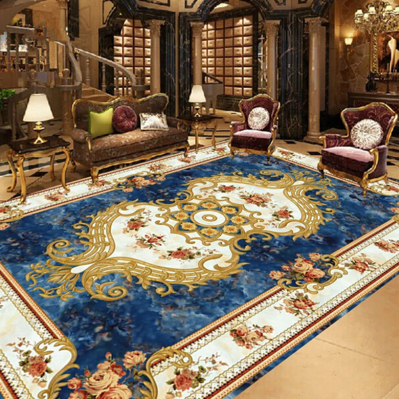 Empire Floral Area Rug Multicolor Victorian Carpet Synthetics Stain Resistant Anti-Slip Backing Pet Friendly Rug for Lounge Blue Clearhalo 'Area Rug' 'Rugs' 'Shabby Chic' Rug' 2184157