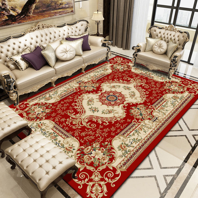 Empire Floral Area Rug Multicolor Victorian Carpet Synthetics Stain Resistant Anti-Slip Backing Pet Friendly Rug for Lounge Rose Red-White Clearhalo 'Area Rug' 'Rugs' 'Shabby Chic' Rug' 2184162