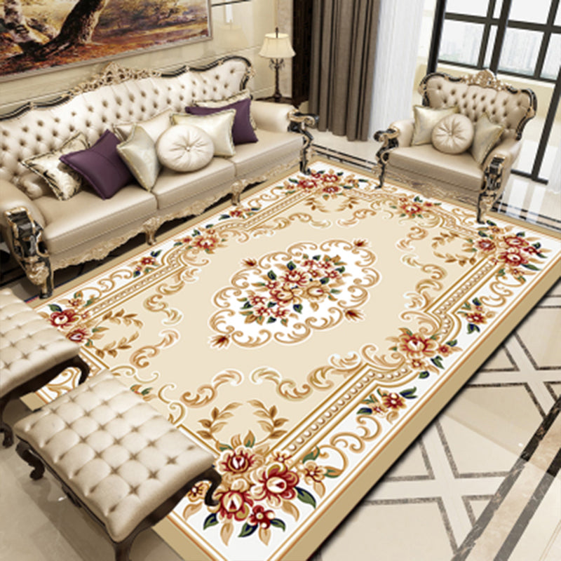 Empire Floral Area Rug Multicolor Victorian Carpet Synthetics Stain Resistant Anti-Slip Backing Pet Friendly Rug for Lounge Beige Clearhalo 'Area Rug' 'Rugs' 'Shabby Chic' Rug' 2184164