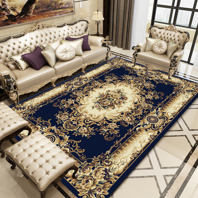 Empire Floral Area Rug Multicolor Victorian Carpet Synthetics Stain Resistant Anti-Slip Backing Pet Friendly Rug for Lounge Dark Blue Clearhalo 'Area Rug' 'Rugs' 'Shabby Chic' Rug' 2184169