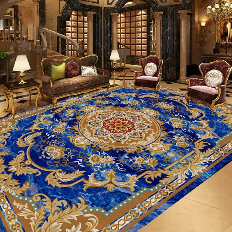 Empire Floral Area Rug Multicolor Victorian Carpet Synthetics Stain Resistant Anti-Slip Backing Pet Friendly Rug for Lounge Royal Blue Clearhalo 'Area Rug' 'Rugs' 'Shabby Chic' Rug' 2184170
