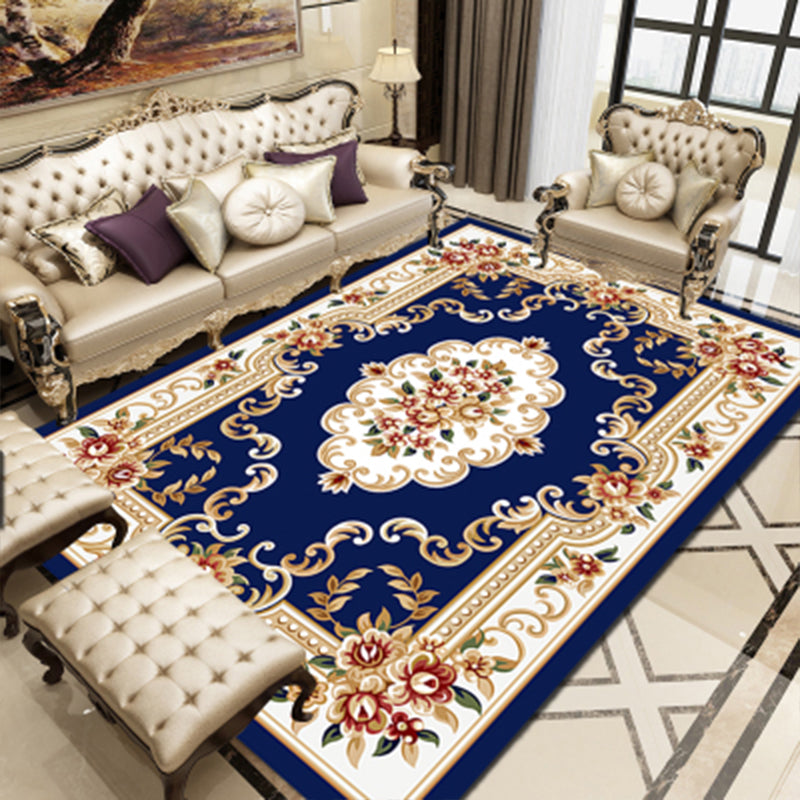 Empire Floral Area Rug Multicolor Victorian Carpet Synthetics Stain Resistant Anti-Slip Backing Pet Friendly Rug for Lounge Blue-White Clearhalo 'Area Rug' 'Rugs' 'Shabby Chic' Rug' 2184175
