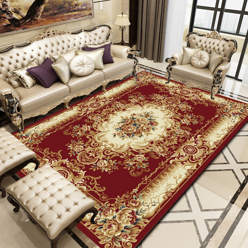 Empire Floral Area Rug Multicolor Victorian Carpet Synthetics Stain Resistant Anti-Slip Backing Pet Friendly Rug for Lounge Burgundy Clearhalo 'Area Rug' 'Rugs' 'Shabby Chic' Rug' 2184176