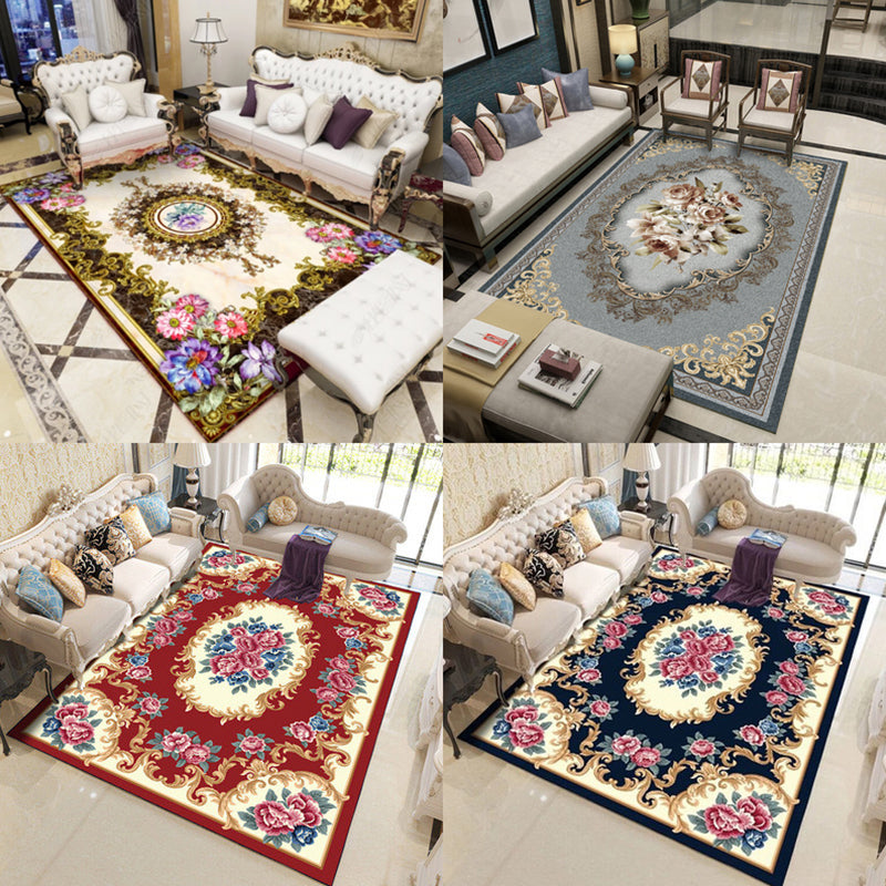 Beautiful Peony Print Rug Multi Color Classical Rug Polypropylene Non-Slip Machine Washable Stain Resistant Rug for Room Clearhalo 'Area Rug' 'Rugs' 'Shabby Chic' Rug' 2184178