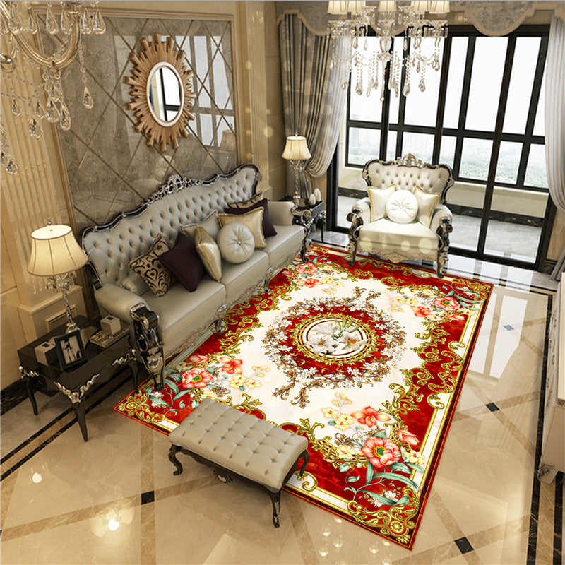 Beautiful Peony Print Rug Multi Color Classical Rug Polypropylene Non-Slip Machine Washable Stain Resistant Rug for Room White Clearhalo 'Area Rug' 'Rugs' 'Shabby Chic' Rug' 2184190