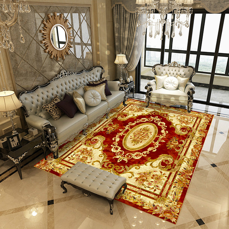 Beautiful Peony Print Rug Multi Color Classical Rug Polypropylene Non-Slip Machine Washable Stain Resistant Rug for Room Crimson Clearhalo 'Area Rug' 'Rugs' 'Shabby Chic' Rug' 2184195