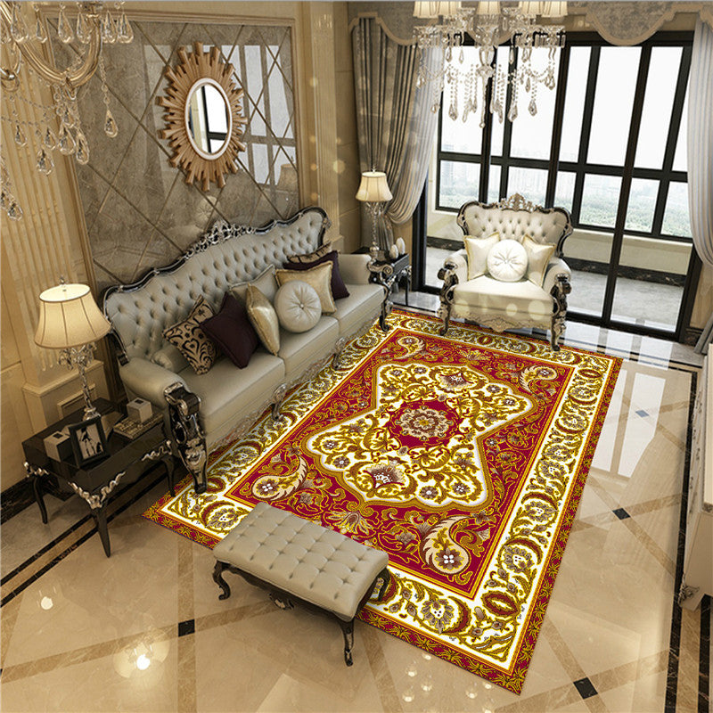 Beautiful Peony Print Rug Multi Color Classical Rug Polypropylene Non-Slip Machine Washable Stain Resistant Rug for Room Burgundy Clearhalo 'Area Rug' 'Rugs' 'Shabby Chic' Rug' 2184198
