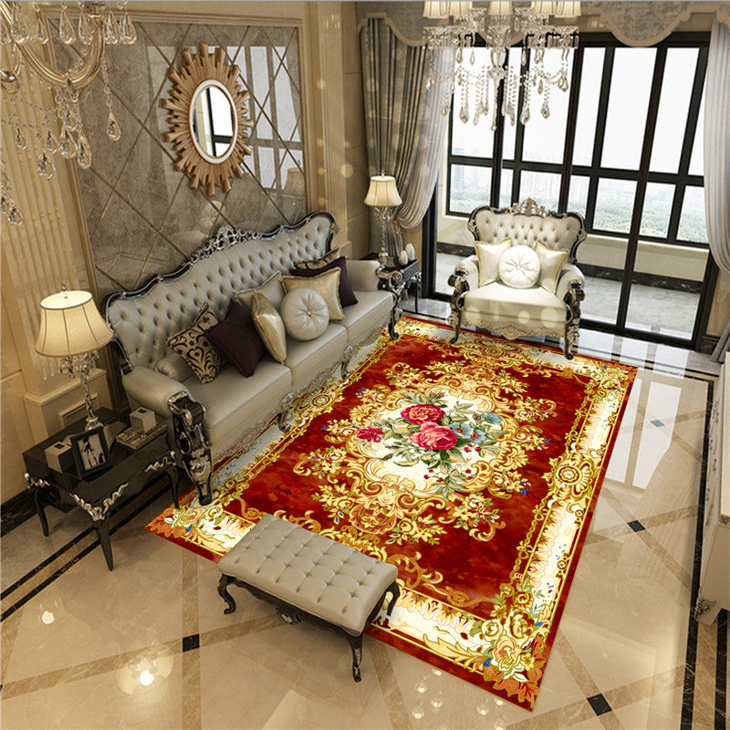Beautiful Peony Print Rug Multi Color Classical Rug Polypropylene Non-Slip Machine Washable Stain Resistant Rug for Room Red Clearhalo 'Area Rug' 'Rugs' 'Shabby Chic' Rug' 2184199