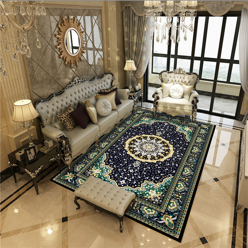 Antique Multicolor Glam Rug Polyester Floral Printed Carpet Pet Friendly Stain Resistant Anti-Slip Rug for Home Navy Clearhalo 'Area Rug' 'Rugs' 'Shabby Chic' Rug' 2184200