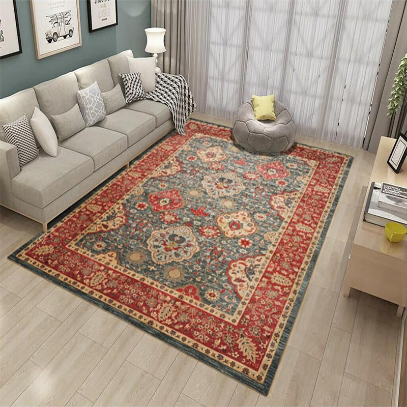 Antique Multicolor Glam Rug Polyester Floral Printed Carpet Pet Friendly Stain Resistant Anti-Slip Rug for Home Green-Red Clearhalo 'Area Rug' 'Rugs' 'Shabby Chic' Rug' 2184201