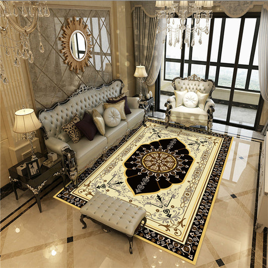 Antique Multicolor Glam Rug Polyester Floral Printed Carpet Pet Friendly Stain Resistant Anti-Slip Rug for Home Beige Clearhalo 'Area Rug' 'Rugs' 'Shabby Chic' Rug' 2184204