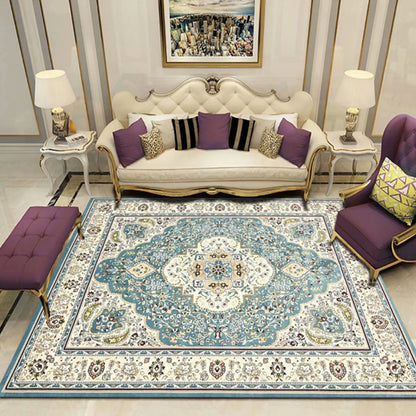 Antique Multicolor Glam Rug Polyester Floral Printed Carpet Pet Friendly Stain Resistant Anti-Slip Rug for Home Light Blue Clearhalo 'Area Rug' 'Rugs' 'Shabby Chic' Rug' 2184206