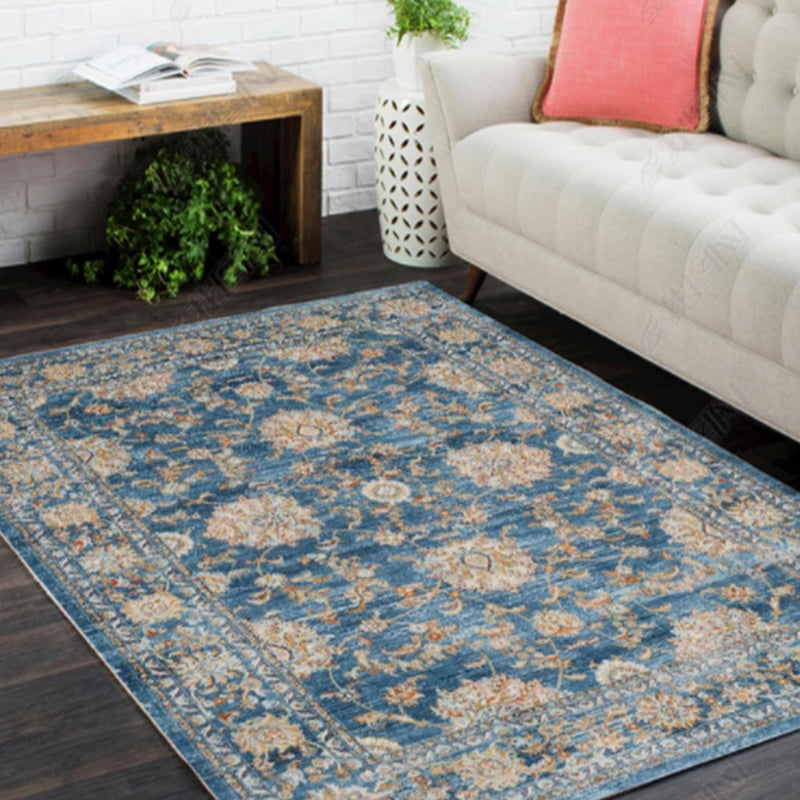Antique Multicolor Glam Rug Polyester Floral Printed Carpet Pet Friendly Stain Resistant Anti-Slip Rug for Home Blue Clearhalo 'Area Rug' 'Rugs' 'Shabby Chic' Rug' 2184214