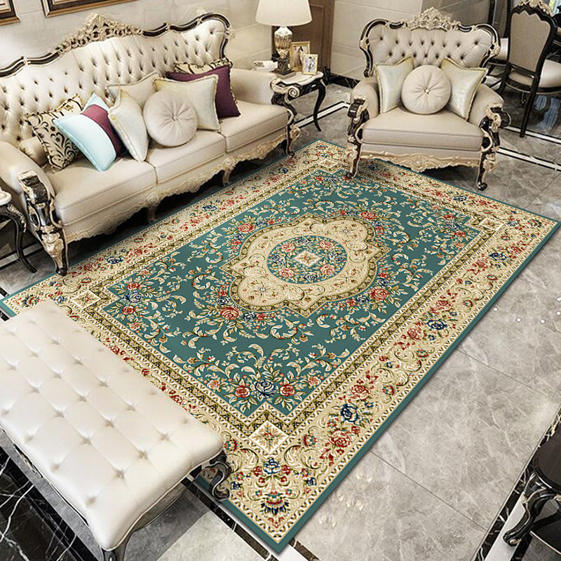 Fancy Victoria Rug Multi Colored Floral Rug Anti-Slip Washable Pet Friendly Rug for Living Room Aqua Clearhalo 'Area Rug' 'Rugs' 'Shabby Chic' Rug' 2184230