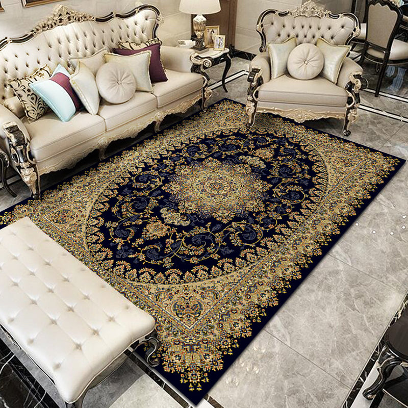 Fancy Victoria Rug Multi Colored Floral Rug Anti-Slip Washable Pet Friendly Rug for Living Room Navy Clearhalo 'Area Rug' 'Rugs' 'Shabby Chic' Rug' 2184237