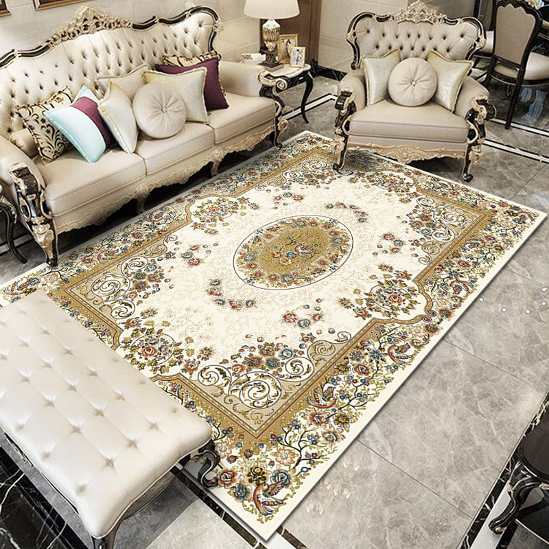 Fancy Victoria Rug Multi Colored Floral Rug Anti-Slip Washable Pet Friendly Rug for Living Room White Clearhalo 'Area Rug' 'Rugs' 'Shabby Chic' Rug' 2184241
