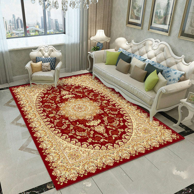 Fancy Victoria Rug Multi Colored Floral Rug Anti-Slip Washable Pet Friendly Rug for Living Room Red-Gold Clearhalo 'Area Rug' 'Rugs' 'Shabby Chic' Rug' 2184246