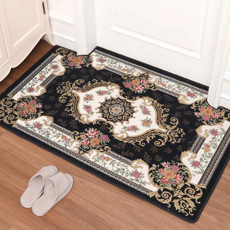 Vintage Peony Printed Rug Multicolor Synthetics Carpet Washable Pet Friendly Non-Slip Backing Rug for Door Dark Blue Clearhalo 'Area Rug' 'Rugs' 'Shabby Chic' Rug' 2184254