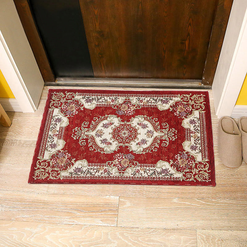 Vintage Peony Printed Rug Multicolor Synthetics Carpet Washable Pet Friendly Non-Slip Backing Rug for Door Red Clearhalo 'Area Rug' 'Rugs' 'Shabby Chic' Rug' 2184255