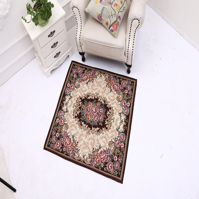 Victorian Style Foyer Rug Multi-Color Flower Print Rug Polypropylene Pet Friendly Anti-Slip Backing Washable Rug Coffee Clearhalo 'Area Rug' 'Rugs' 'Shabby Chic' Rug' 2184264