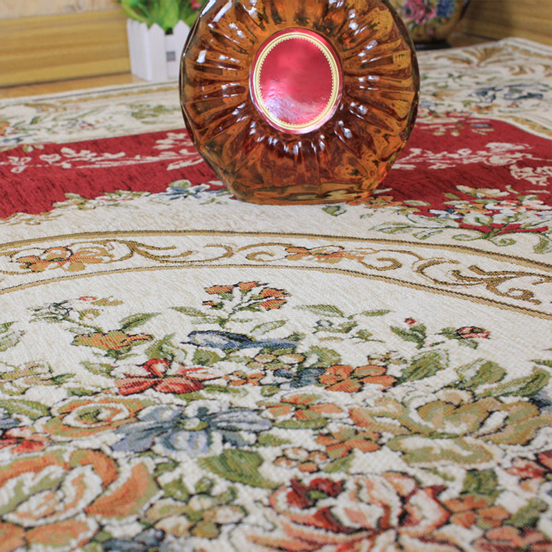 Victorian Living Room Rug Multi Colored Peonies Carpet Cotton Machine Wash Non-Slip Backing Rug Clearhalo 'Area Rug' 'Rugs' 'Shabby Chic' Rug' 2184278