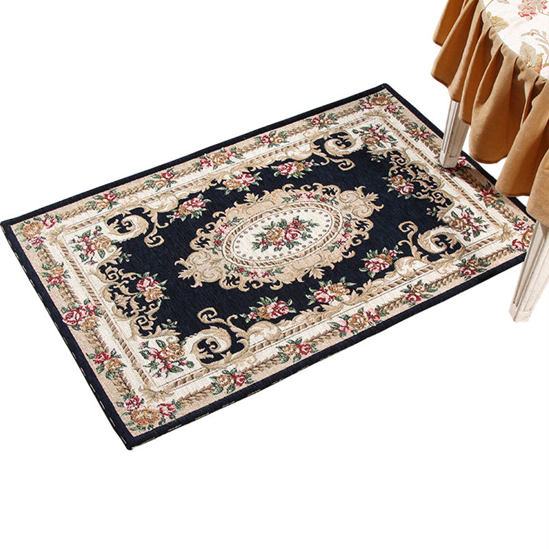 Multi-Colored Door Rug Traditional Peonies Area Carpet Polyester Stain Resistant Anti-Slip Backing Washable Rug Clearhalo 'Area Rug' 'Rugs' 'Shabby Chic' Rug' 2184284