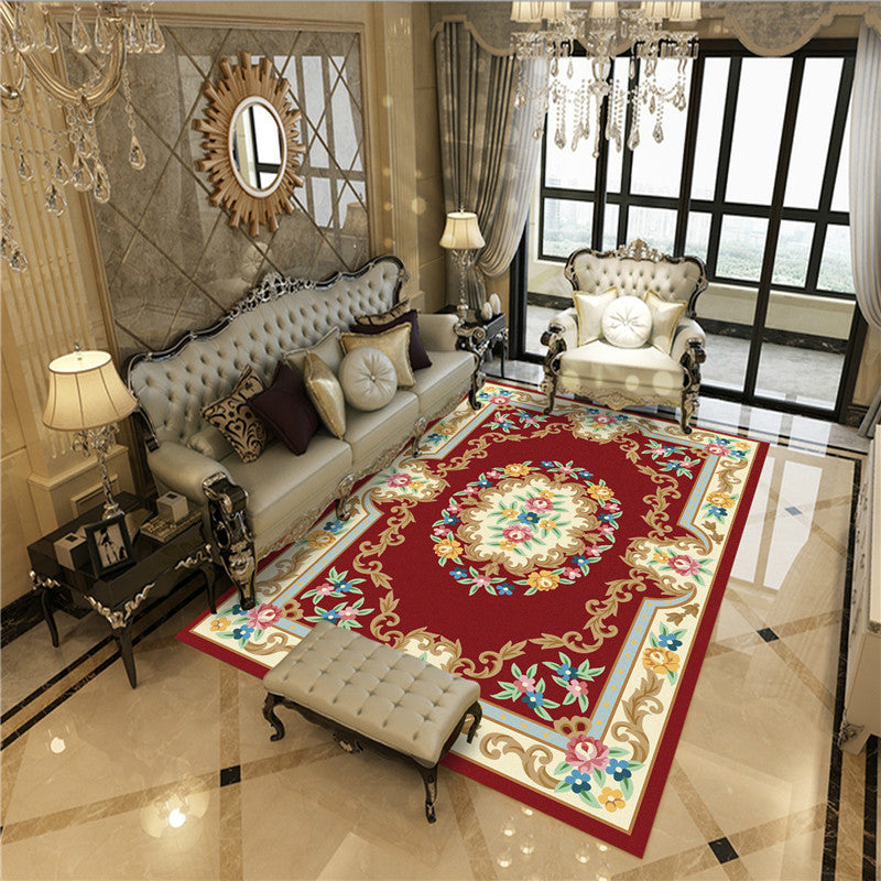 Imperial Peonies Print Rug Multi Colored Victorian Carpet Synthetics Machine Washable Non-Slip Backing Pet Friendly Rug for Room Red-Yellow Clearhalo 'Area Rug' 'Rugs' 'Shabby Chic' Rug' 2184289
