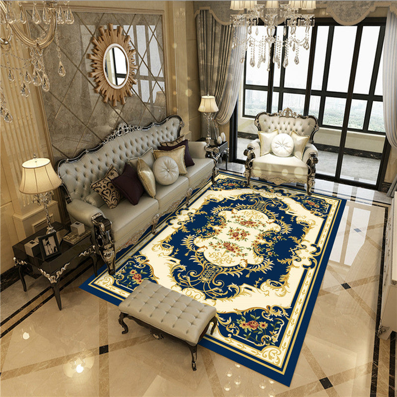 Imperial Peonies Print Rug Multi Colored Victorian Carpet Synthetics Machine Washable Non-Slip Backing Pet Friendly Rug for Room Dark Blue Clearhalo 'Area Rug' 'Rugs' 'Shabby Chic' Rug' 2184292