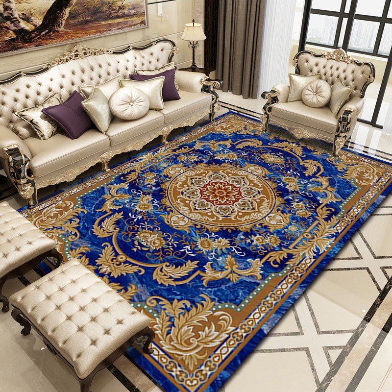 Imperial Peonies Print Rug Multi Colored Victorian Carpet Synthetics Machine Washable Non-Slip Backing Pet Friendly Rug for Room Royal Blue Clearhalo 'Area Rug' 'Rugs' 'Shabby Chic' Rug' 2184297