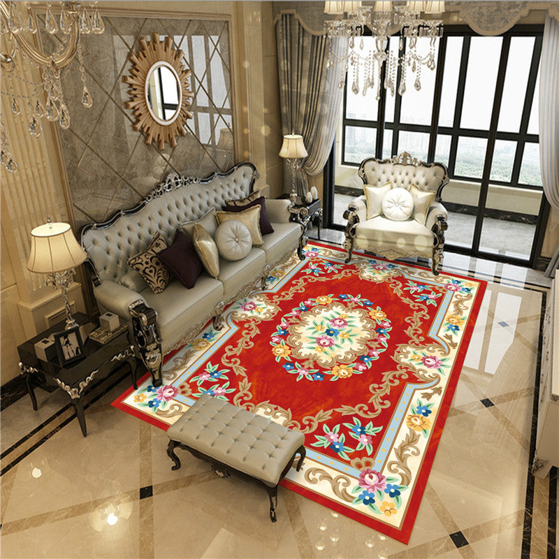 Imperial Peonies Print Rug Multi Colored Victorian Carpet Synthetics Machine Washable Non-Slip Backing Pet Friendly Rug for Room Orange Red Clearhalo 'Area Rug' 'Rugs' 'Shabby Chic' Rug' 2184312