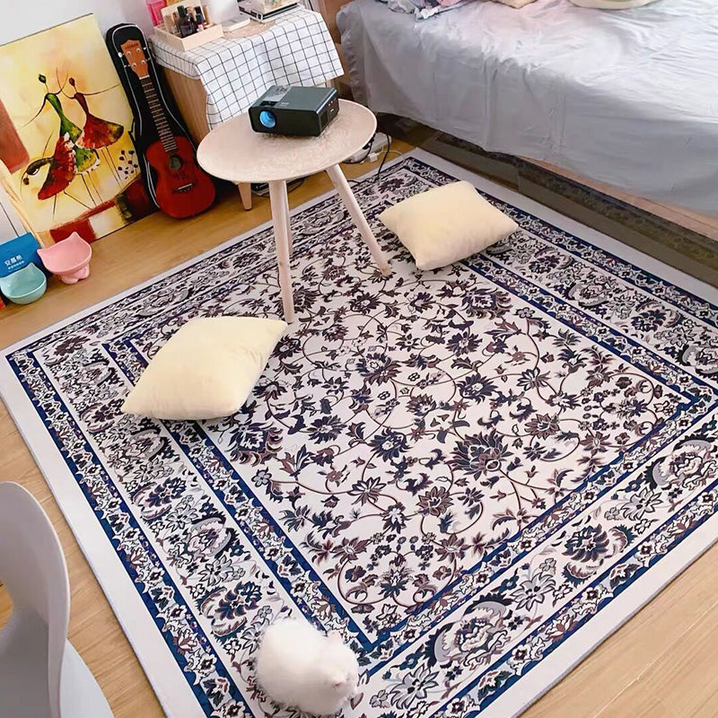 Victoria Print Rug Multi Color Polypropylene Rug Non-Slip Stain Resistant Washable Indoor Rug for Living Room Cream Clearhalo 'Area Rug' 'Rugs' 'Shabby Chic' Rug' 2184335
