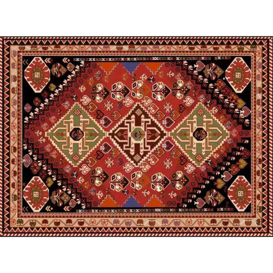Multi-Color Traditional Rug Polyester Floral Print Rug Stain Resistant Non-Slip Backing Pet Friendly Rug for Guest Room Red Clearhalo 'Area Rug' 'Rugs' 'Shabby Chic' Rug' 2184361