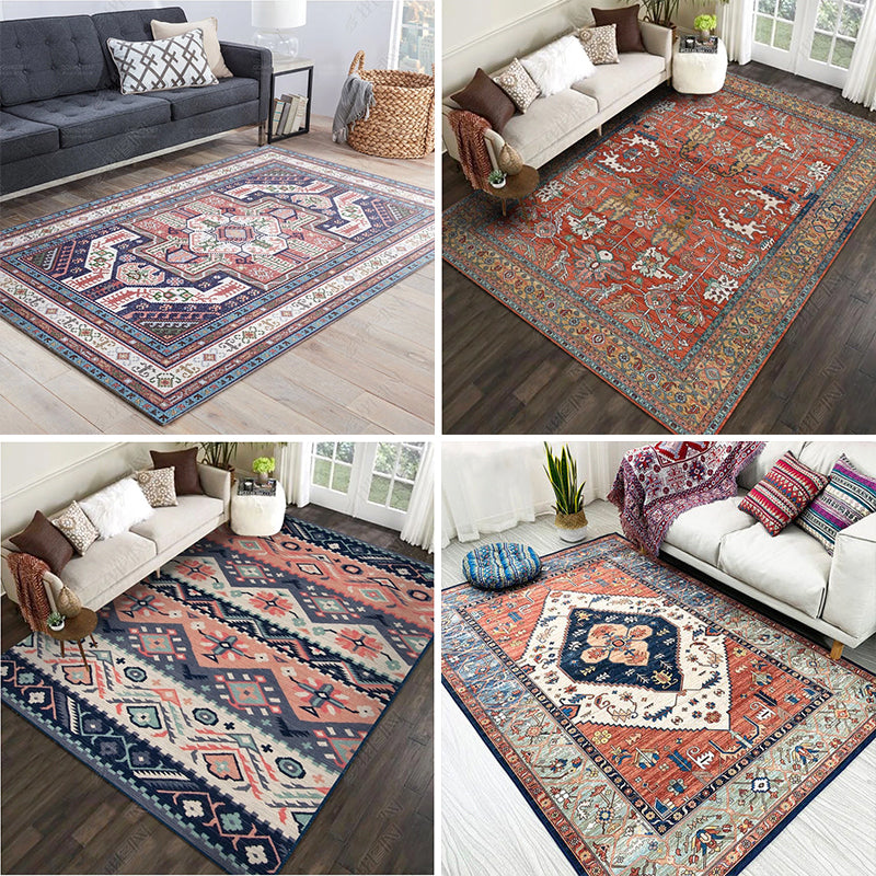 Moroccan Living Room Rug Multi-Colored Printed Carpet Cotton Anti-Slip Machine Washable Pet Friendly Rug Clearhalo 'Area Rug' 'Rugs' 'Shabby Chic' Rug' 2184366