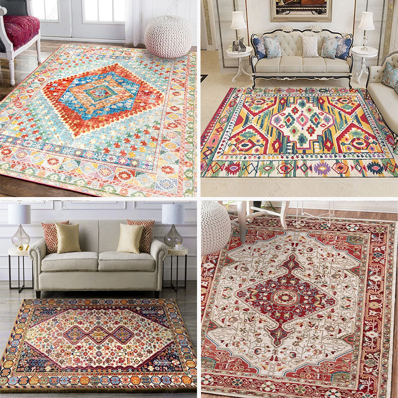 Moroccan Living Room Rug Multi-Colored Printed Carpet Cotton Anti-Slip Machine Washable Pet Friendly Rug Clearhalo 'Area Rug' 'Rugs' 'Shabby Chic' Rug' 2184368