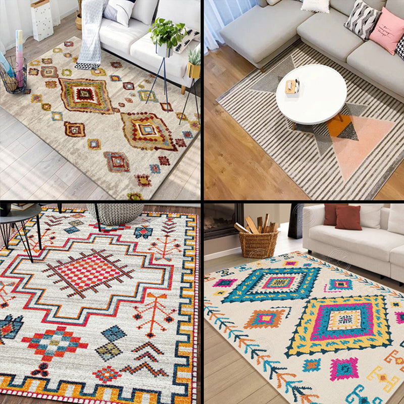 Moroccan Living Room Rug Multi-Colored Printed Carpet Cotton Anti-Slip Machine Washable Pet Friendly Rug Clearhalo 'Area Rug' 'Rugs' 'Shabby Chic' Rug' 2184369