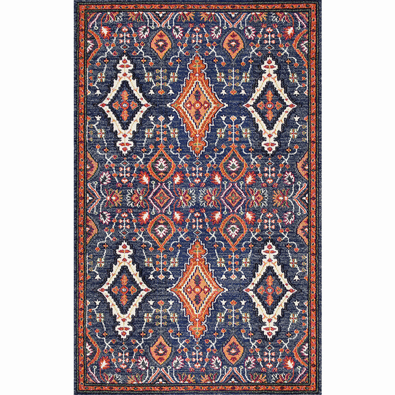 Moroccan Living Room Rug Multi-Colored Printed Carpet Cotton Anti-Slip Machine Washable Pet Friendly Rug Dark Blue Clearhalo 'Area Rug' 'Rugs' 'Shabby Chic' Rug' 2184371