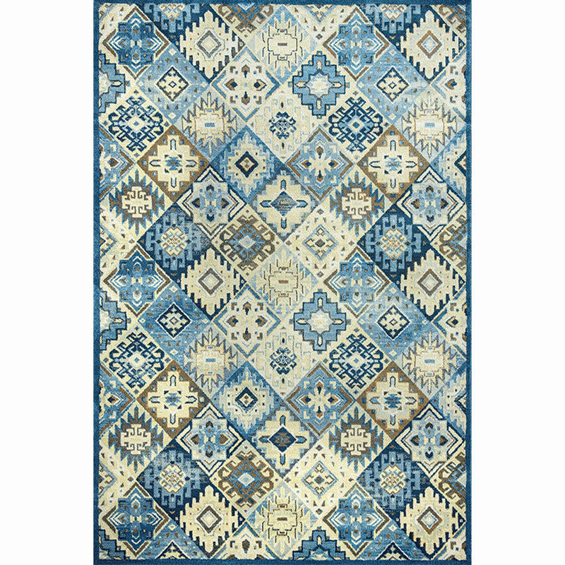 Moroccan Living Room Rug Multi-Colored Printed Carpet Cotton Anti-Slip Machine Washable Pet Friendly Rug Light Blue Clearhalo 'Area Rug' 'Rugs' 'Shabby Chic' Rug' 2184376