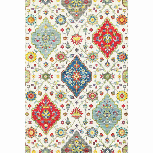 Moroccan Living Room Rug Multi-Colored Printed Carpet Cotton Anti-Slip Machine Washable Pet Friendly Rug Cream Clearhalo 'Area Rug' 'Rugs' 'Shabby Chic' Rug' 2184378