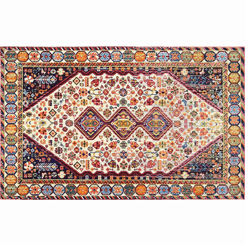 Moroccan Living Room Rug Multi-Colored Printed Carpet Cotton Anti-Slip Machine Washable Pet Friendly Rug Orange-Red Clearhalo 'Area Rug' 'Rugs' 'Shabby Chic' Rug' 2184379