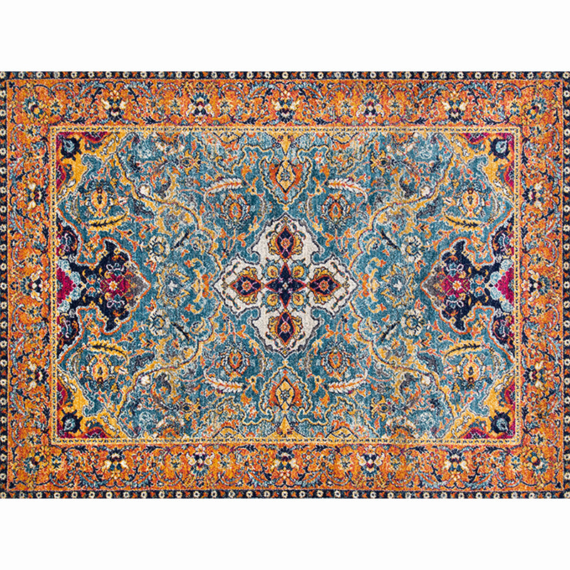 Moroccan Living Room Rug Multi-Colored Printed Carpet Cotton Anti-Slip Machine Washable Pet Friendly Rug Blue-Orange Clearhalo 'Area Rug' 'Rugs' 'Shabby Chic' Rug' 2184385