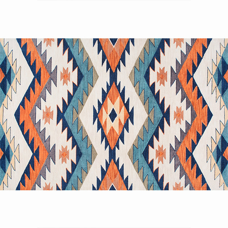 Moroccan Living Room Rug Multi-Colored Printed Carpet Cotton Anti-Slip Machine Washable Pet Friendly Rug Blue-White Clearhalo 'Area Rug' 'Rugs' 'Shabby Chic' Rug' 2184386