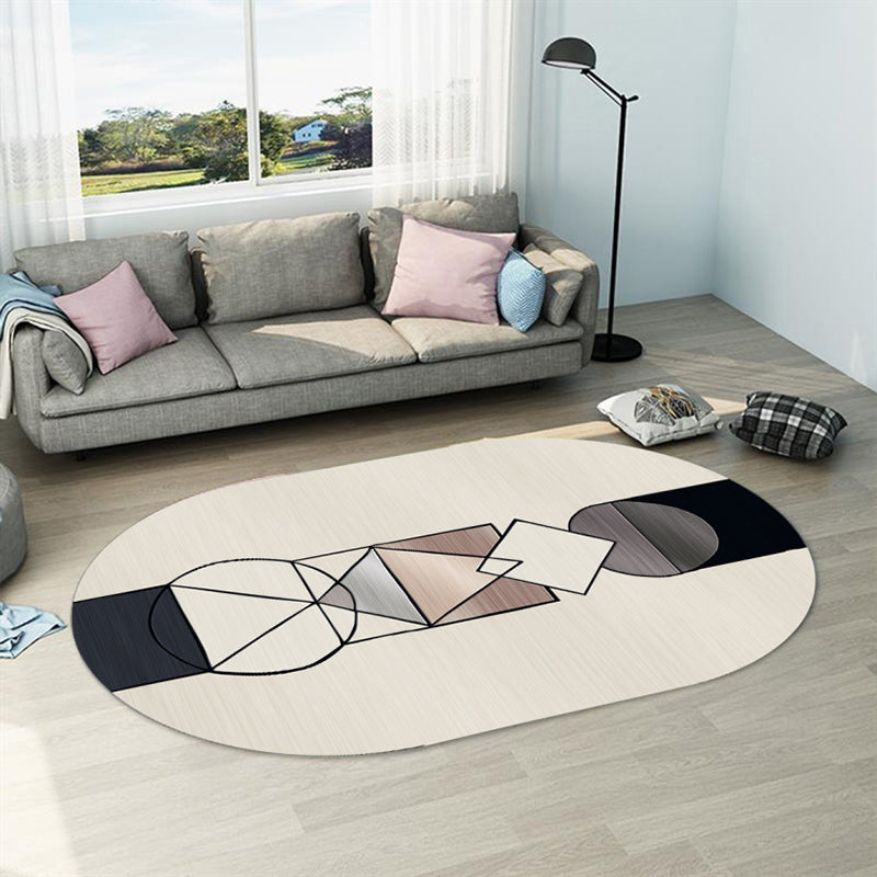 Postmodern Geometric Abstract Rug Multi Colored Polyester Rug Washable Anti-Slip Backing Pet Friendly Rug for Decoration Beige Clearhalo 'Area Rug' 'Modern' 'Rugs' Rug' 2184405