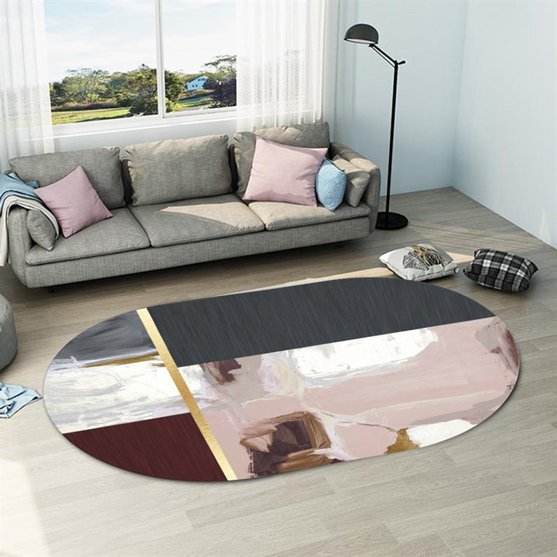 Postmodern Geometric Abstract Rug Multi Colored Polyester Rug Washable Anti-Slip Backing Pet Friendly Rug for Decoration Nude Pink Clearhalo 'Area Rug' 'Modern' 'Rugs' Rug' 2184406