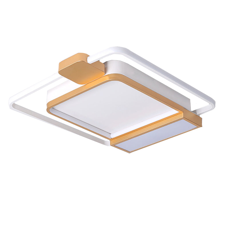 16"/19.5" W Acrylic Square Ceiling Light Fixture Contemporary Gold/Black LED Flush Mount Lighting for Bedroom, White Light Clearhalo 'Ceiling Lights' 'Close To Ceiling Lights' 'Close to ceiling' 'Flush mount' Lighting' 218446